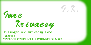 imre krivacsy business card
